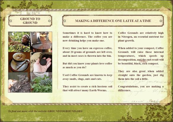 Brochure for coffee grounds for compost and the garden