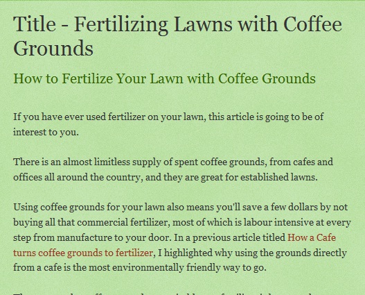 coffee grounds can be applied to lawn as a fertilizer