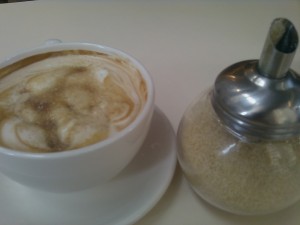 a cafe latte prepared