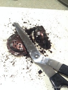 scissors coffee grounds pod