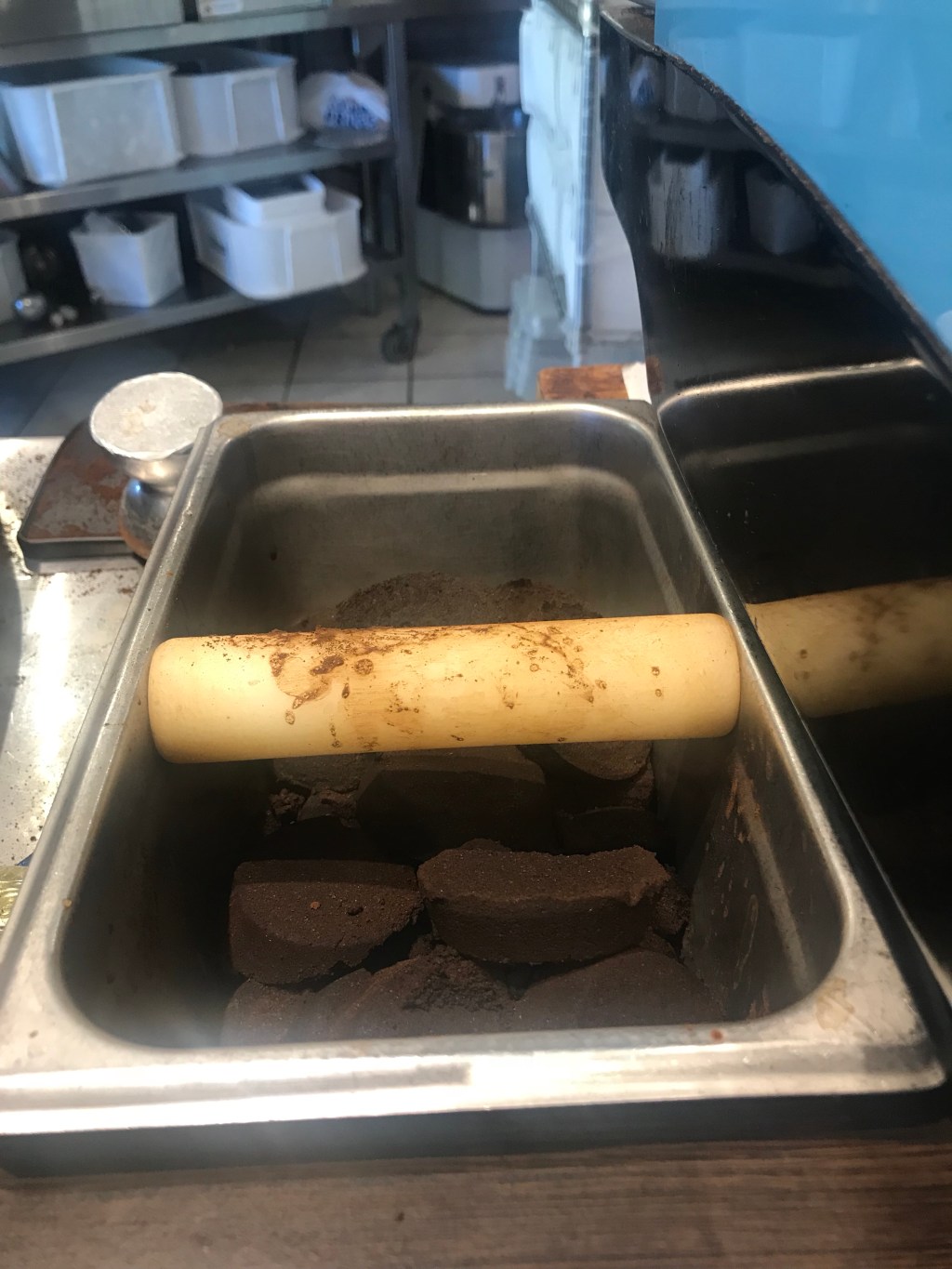 Steaming coffee grounds